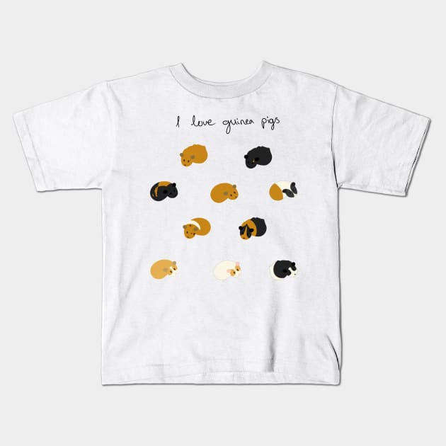 I Love Guinea Pigs Sticker Sheet Kids T-Shirt by Ratfrens